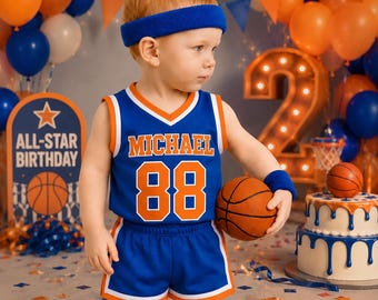 Basketball Birthday Outfit, Custom Toddler Basketball Jersey, Personalized Baby Sports Uniform, Name Number Jersey, Future MVP Gift