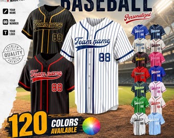 Custom pinstripe baseball Jersey, Personalized Name Number &Logo, Customize stripe baseball shirt for Team uniform