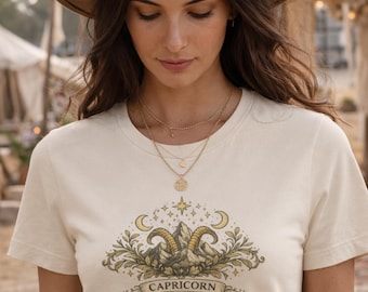Steinbock Sternzeichen Shirt • Boho Festival Tee • Steinbock Shirt • Astrologie Geschenk • Sommer Outfit • Sternzeichen • Erde Zeichen Shirt