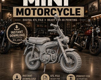 Mini Bike 3D Druck Datei - Retro Miniatur Motorrad STL - Hochdetailliertes Custom Mini Bike Modell - Digitaler Download