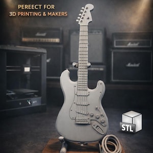 3D Electric Guitar Model STL | Highly Detailed Miniature Decor | Gift for Musicians & Makers | Digital Download