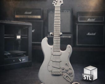 Modello di chitarra elettrica 3D STL | Oggetto decorativo in miniatura altamente dettagliato | Regalo per musicisti e artigiani | Download digitale