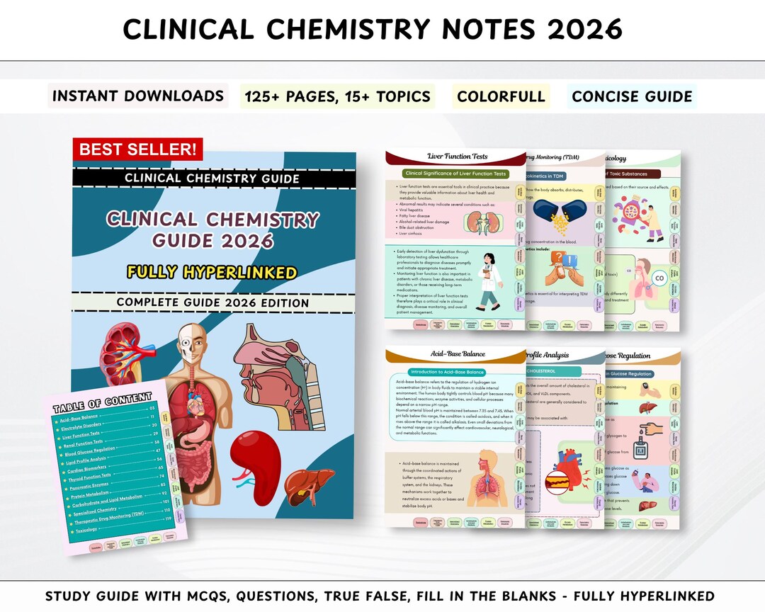 Medical Lab Notes Bv Clinical CHEMISTRY Notes for Medical Laboratory Science, Colorful ...