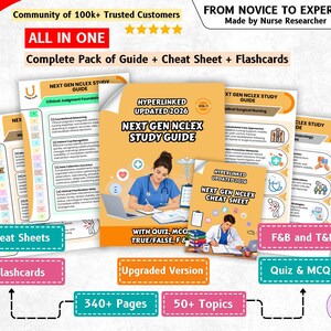 Next Gen NCLEX Study Guide, 340+ Pages, 50+ Topics, Quiz, Hyperlinked 2026 (Digital Downloads)