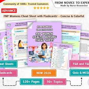 FNP-verpleegkundenotities over vrouwengezondheid, meer dan 120 pagina's, meer dan 30 onderwerpen, spiekbriefje en flashcards, editie 2026 (digitale download)