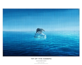 Tip of the Iceberg - poster binaire code, muurkunst klimaatverandering
