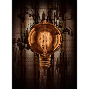 以下が含まれることがあります： 温かみのある電球のデザインのポスター。背景は、バイナリコードパターン。下部には「MELTING POINT 1.0 BETA - 1925」と「ALEXANDER WAY-B」の文字。ヴィンテージ感のある画像。