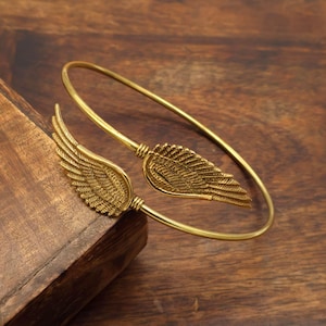 Adjustable Angel Wing Upper Arm Cuff, Boho Handmade Jewelry, Bohemian Goddess Bangle