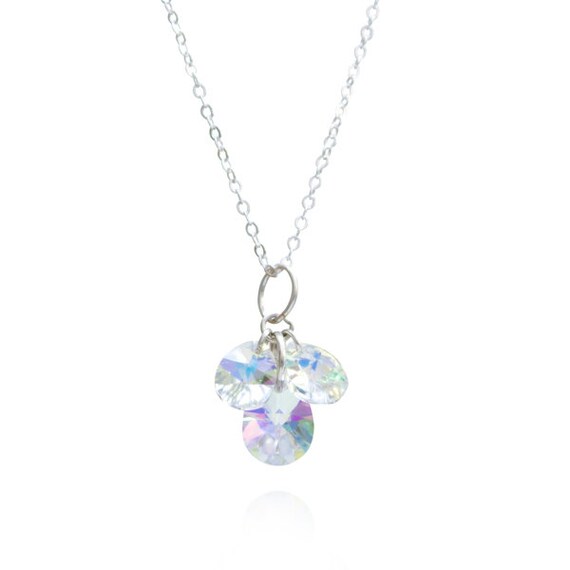 Items similar to Bridal necklace Swarovski Clear AB Pendant Crystal ...