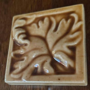 Warm Honey - Leaf Artisan Handmade Ceramic Wall Tile
