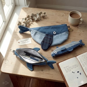 Fish-Shaped Denim Bag Sewing Pattern PDF – 3 Styles: Tote, Crossbody & Clutch, Beginner-Friendly, Instant Download