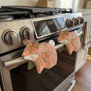 Wzór na rękawicę kuchenną w kształcie lisa w formacie PDF — żaroodporny, dla początkujących, do pobrania natychmiast, wystrój kuchni