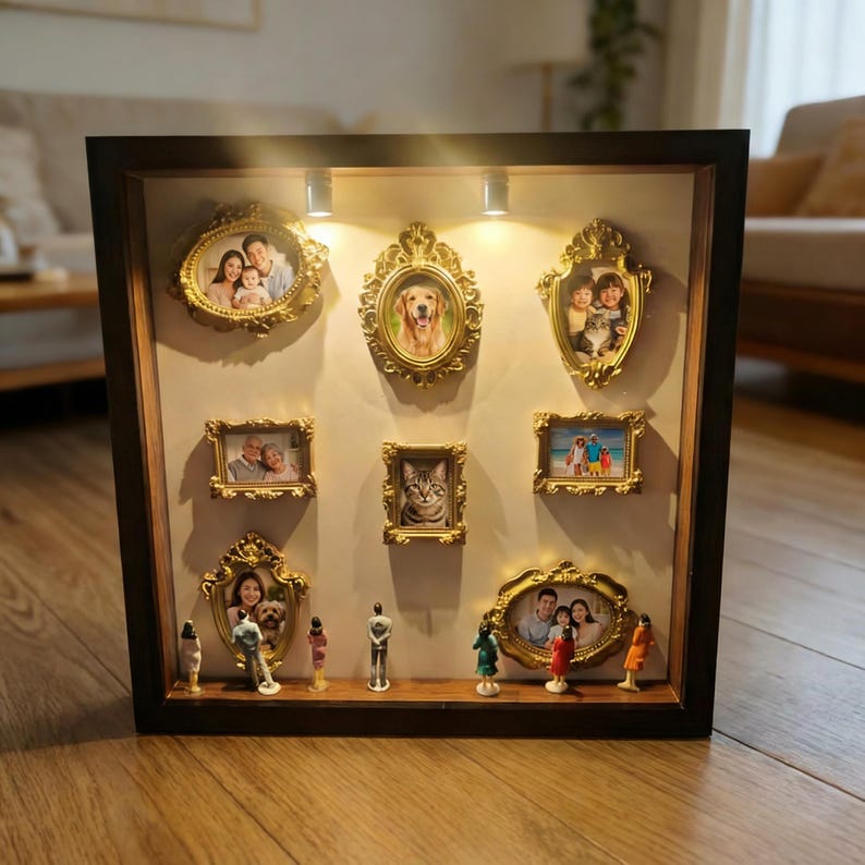 Miniature Museum Shadow Box: DIY Photo Gallery With Gold Frames - Etsy
