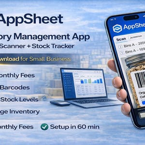 AppSheet Inventory Management System & Template | Barcode Scanner | Stock Tracker for Small Business | Digital Download