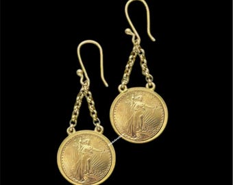 Lady Liberty Münzen Ohrringe - Vintage Boho Schmuck