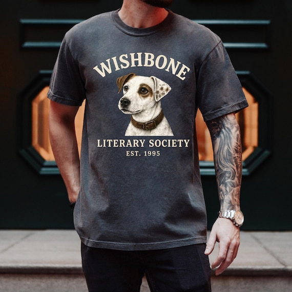 Wishbone Literary Society Shirt, Vintage Dog Tee, Book Lover Shirt, 90s Nostalgia Tee, Teacher Gift, Cozy Aesthetic Comfort Colors