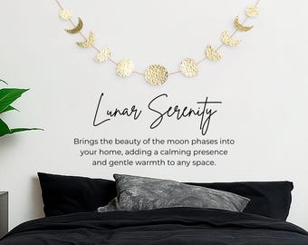 Gold Moon Phase Banner | Celestial Wall Hanging, Boho Decor