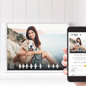 Pet Voice Soundwave Memorial Frame with QR Code and Private Online Tribute