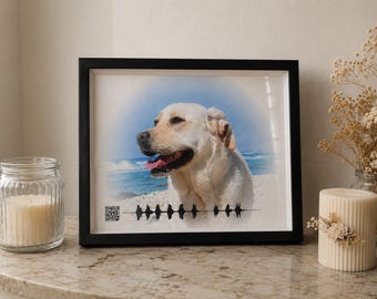 Benutzerdefinierte Haustier Schallwelle Erinnerungsrahmen | QR Code Haustier Verlust Geschenk mit Online Tribute Seite