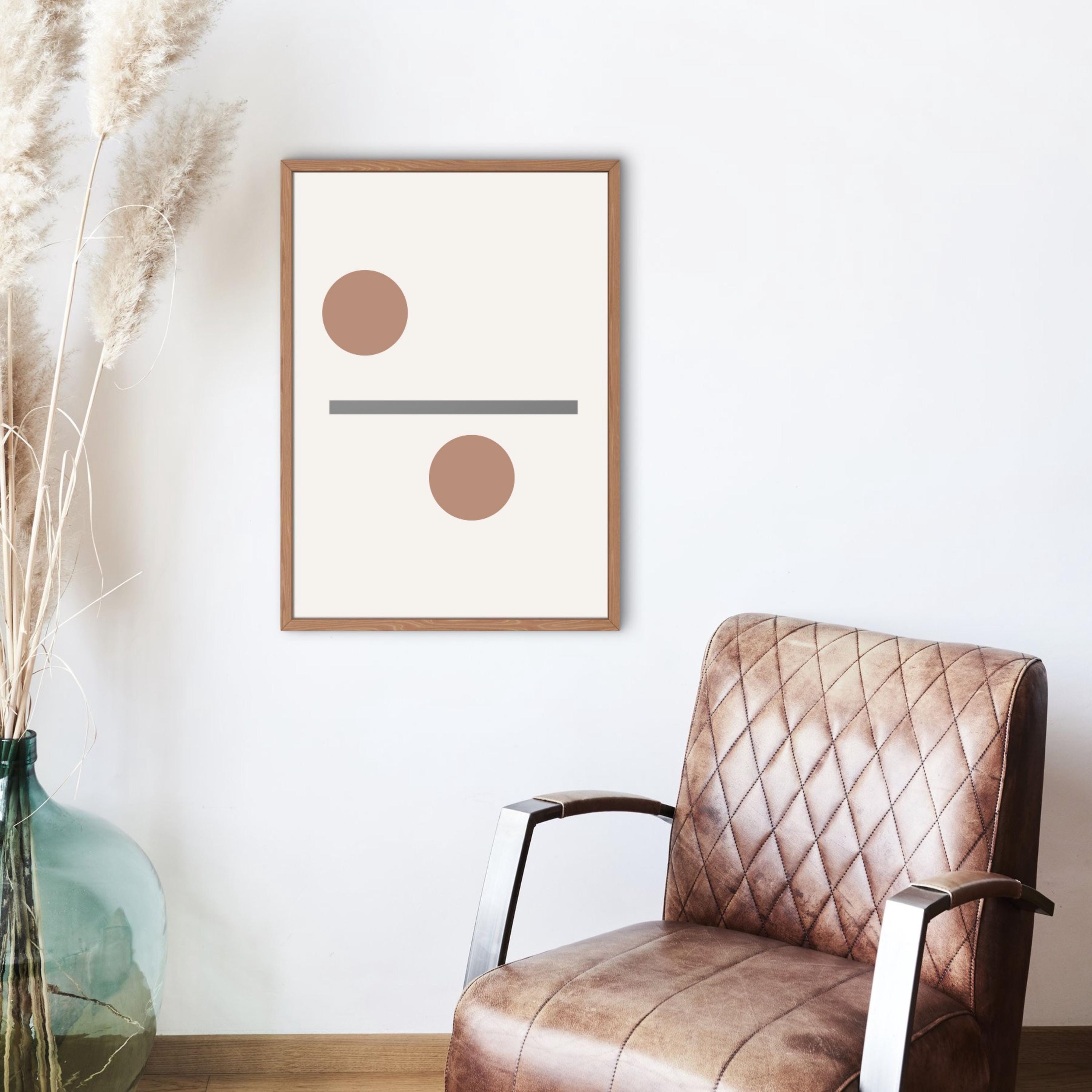 Japandi Minimal Geometric Print, Terracotta Abstract Wall Art, Neutral ...