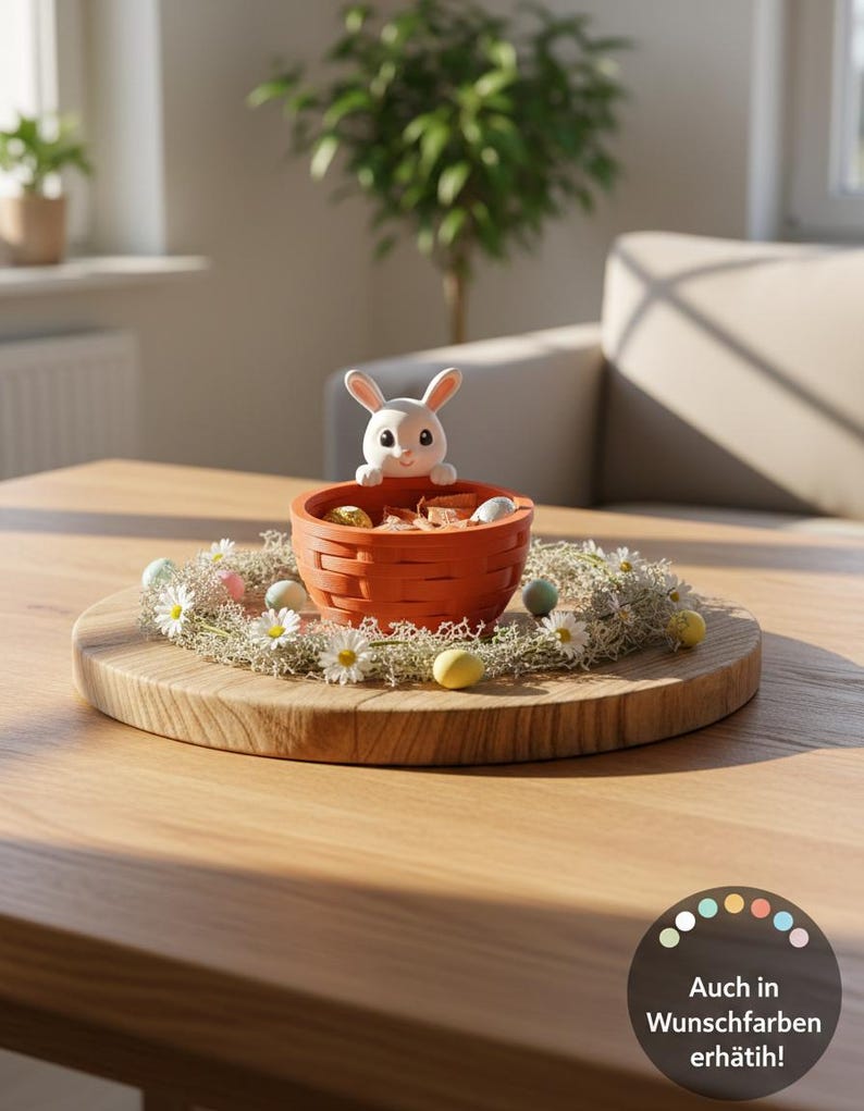 Osterkorb mit Hase – 3D gedruckter Osterhasen-Korb für Süßigkeiten & Geschenke | Nachhaltige Osterdeko afbeelding 1