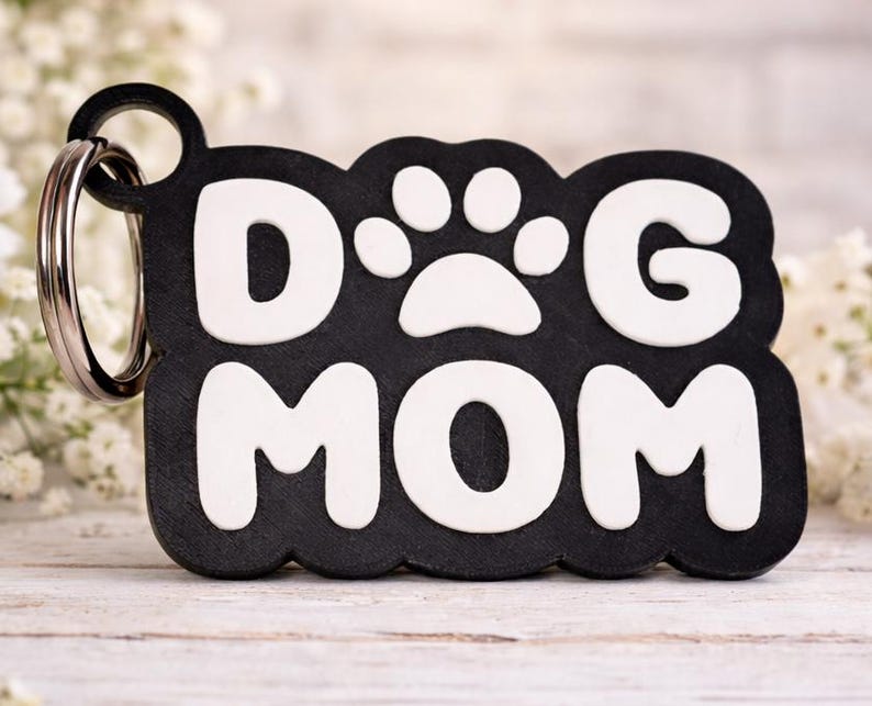 Dog Mom / Dog Dad / Cat Mom / Cat Dad Schlüsselanhänger – Farbe frei wählbar – 3D gedruckt – Geschenk für Tierliebhaber Dog Mom