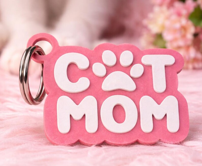 Dog Mom / Dog Dad / Cat Mom / Cat Dad Schlüsselanhänger – Farbe frei wählbar – 3D gedruckt – Geschenk für Tierliebhaber Cat Mom