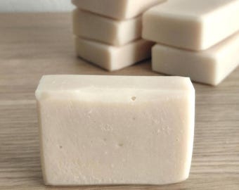 Oat Milk Unscented Natural Lye Soap Bar: Minimal Ingredient Soap for Sensitive Skin. Lard Recipe