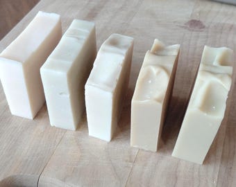 5 Cold Process Soap Bars: Unscented Lye Soap Bars, Handmade Raw Soap for Sensitive Skin, assorted varieties