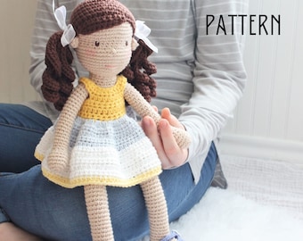 3 PATTERN BUNDLE- Amelia Doll Crochet Pattern Bundle, 3 patterns, doll, dress, mini doll, amigurumi doll, crochet doll, photography prop