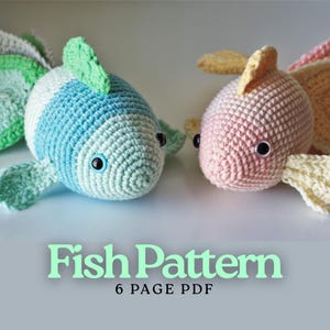 Fish Crochet Pattern, amigurumi, crochet toy pattern, easy market product, miniature 8 inch size, PDF download