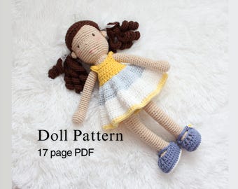 Wzór na szydełkową lalkę: Zabawka amigurumi w sukience letniej (do pobrania w formacie PDF)