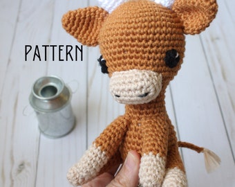 PATTERN- Cow PDF Crochet Pattern, amigurumi cow, crochet toy pattern, easy amigurumi pattern, diy