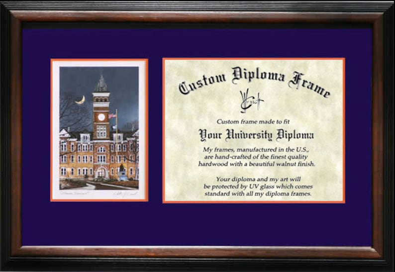 Clemson University Diploma Frame Etsy