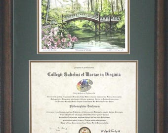 College of William and Mary Diploma Frame