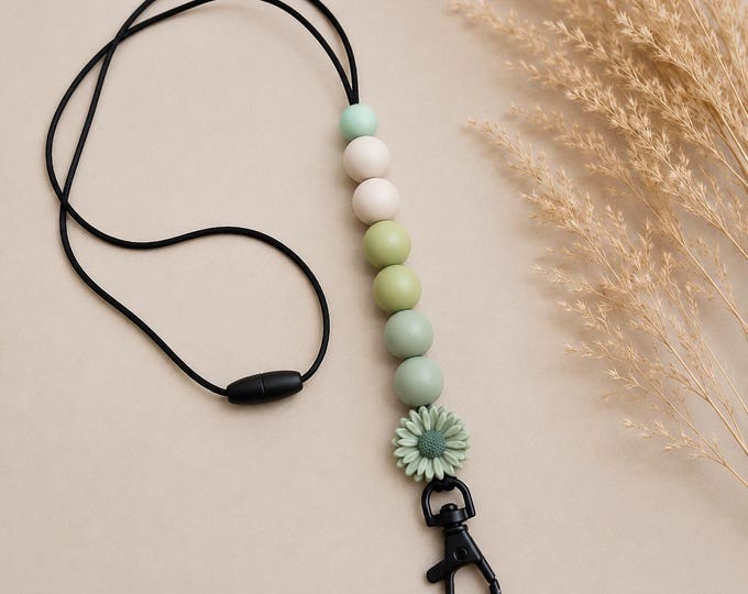 Lanyard / Silicone Beads Minimalist Soft Tone Breakaway Clasp