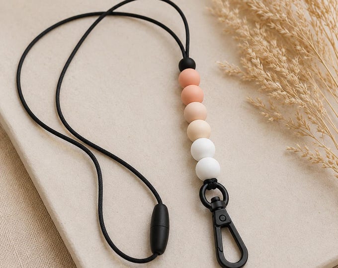 Lanyard / Silicone Beads Minimalist Soft Tone Breakaway Clasp