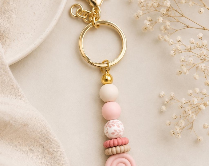 Project Bag Scissor Charm Keychain / Silicone Beads Fob