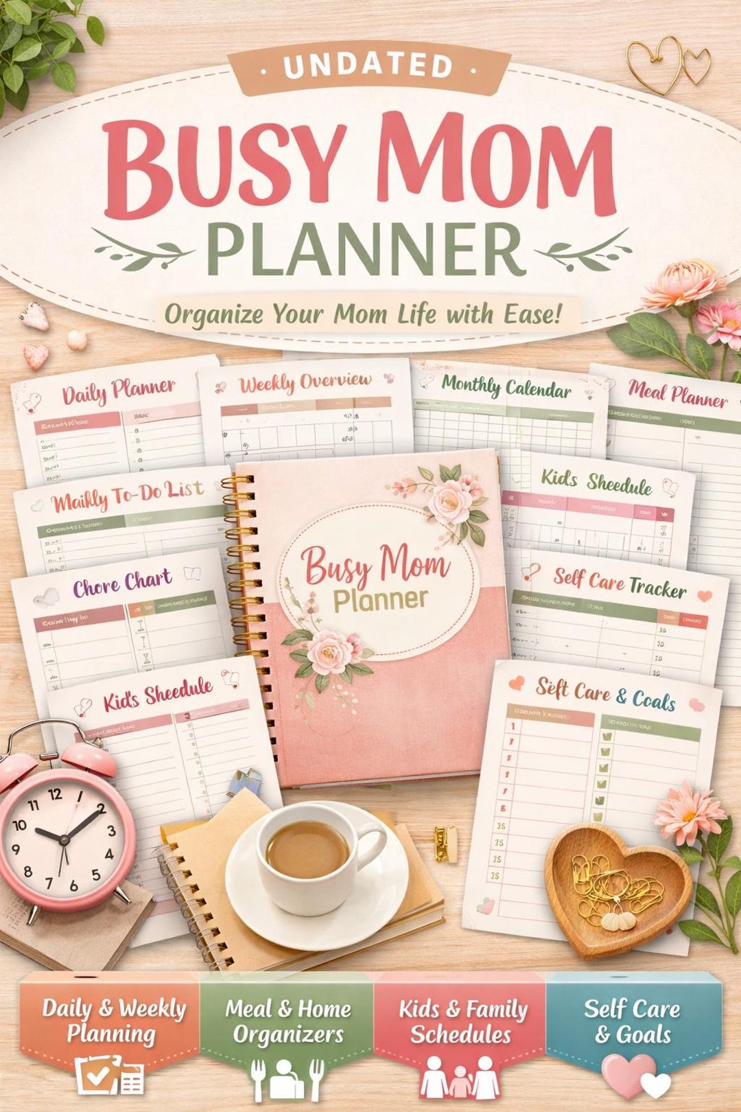 Busy Mom Planner Printable A4 | Undated Daily Weekly Monthly Planner ...