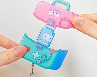 Medizinisches Set Shaker Badge Reel Erste Hilfe Nurse Badge Reel Niedliche Krankenschwester