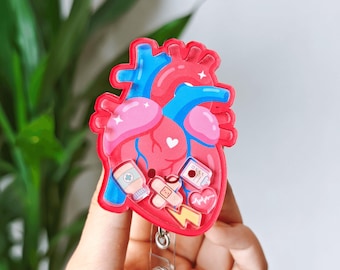 Seziert Heart Shaker Abzeichen Reel Medizinisches Geschenk für Herz Krankenschwester Dotcor ID-Halter Med Studenten ID-Clip