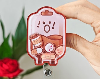 Kaffee IV Tasche Abzeichen Reel Cute Infusion Badge Reel Kaffee Liebhaber Krankenschwester ID-Inhaber Krankenhaus Abzeichen Kaffee Infusion Shaker Schlüsselanhänger