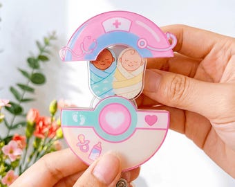 L&D Shaker-badge haspel arbeid en bevalling verpleegkundige badge schattig pasgeboren cadeau voor verloskunde verpleegkundige shaker sleutelhanger