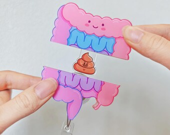 Intestine Shaker Badge Reel Gift For Nurse Medical Student ID Clip Nursing Shaker Badge Cute Nursing Pin