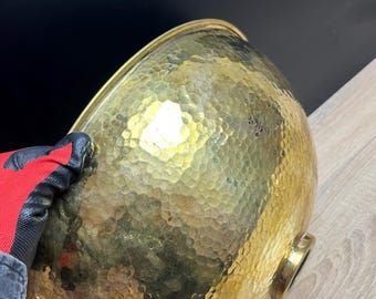 Handcrafted Round Brass Vessel Sink 15" | Hammered Countertop Bathroom Sink | Moroccan Gold Vanity Washbasin | Powder Room Rustic Sink