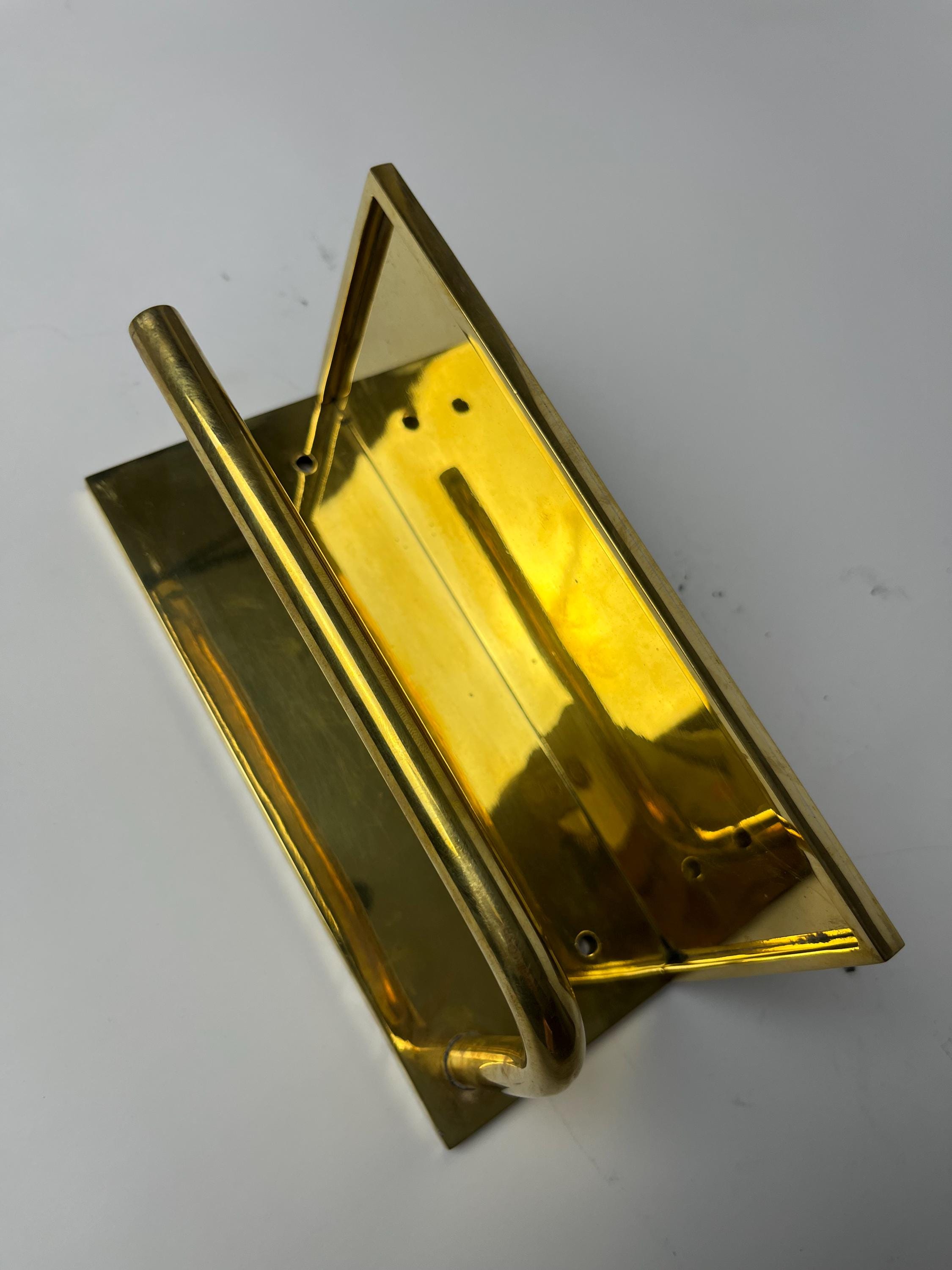 Handmade Unlacquered Brass Shelf and Towel Holder - Minimalist 2-in-1 Bathroom Rack, Raw Brass Wall Mounted Storage, 7.9x3.9 inch Organizer