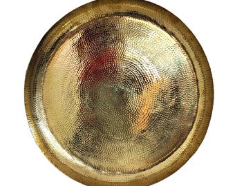 Bandeja redonda de cobre martillado a mano, bandeja de servir marroquí dorada, juego de 3 bandejas gruesas, compre 3 por el precio de 2, diámetro 18, 16, 11