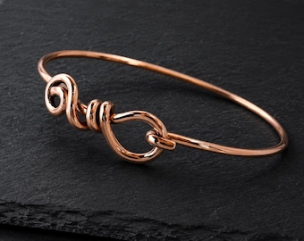 Handmade Pure Copper Hook Bracelet - Copper Wire Bangle - Minimalist Healing Jewelry