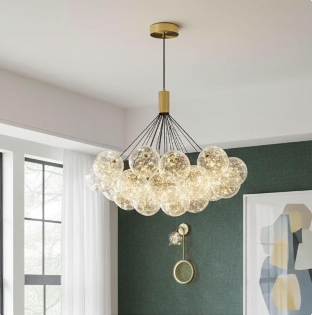 Glass Bubble Ball LED Chandelier, Modern Hanging Light - Etsy