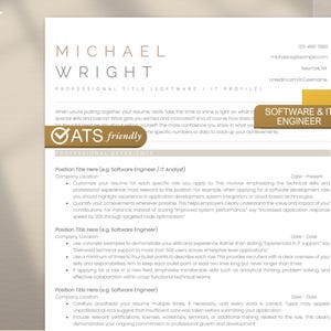 Software Engineer ATS Resume Template | IT & Developer cv for Word and Google Docs | Tech Resume A4, US Letter | Modern Professional Layout